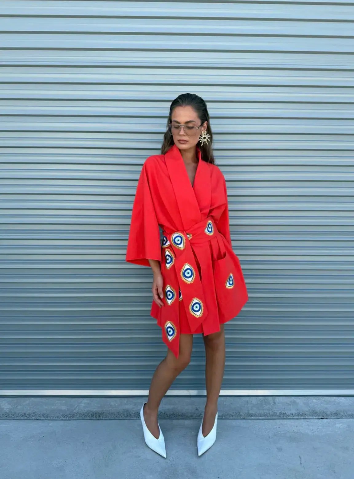 La Boheme Nirvana Robe Mini Dress Red Size 10/M photo 2