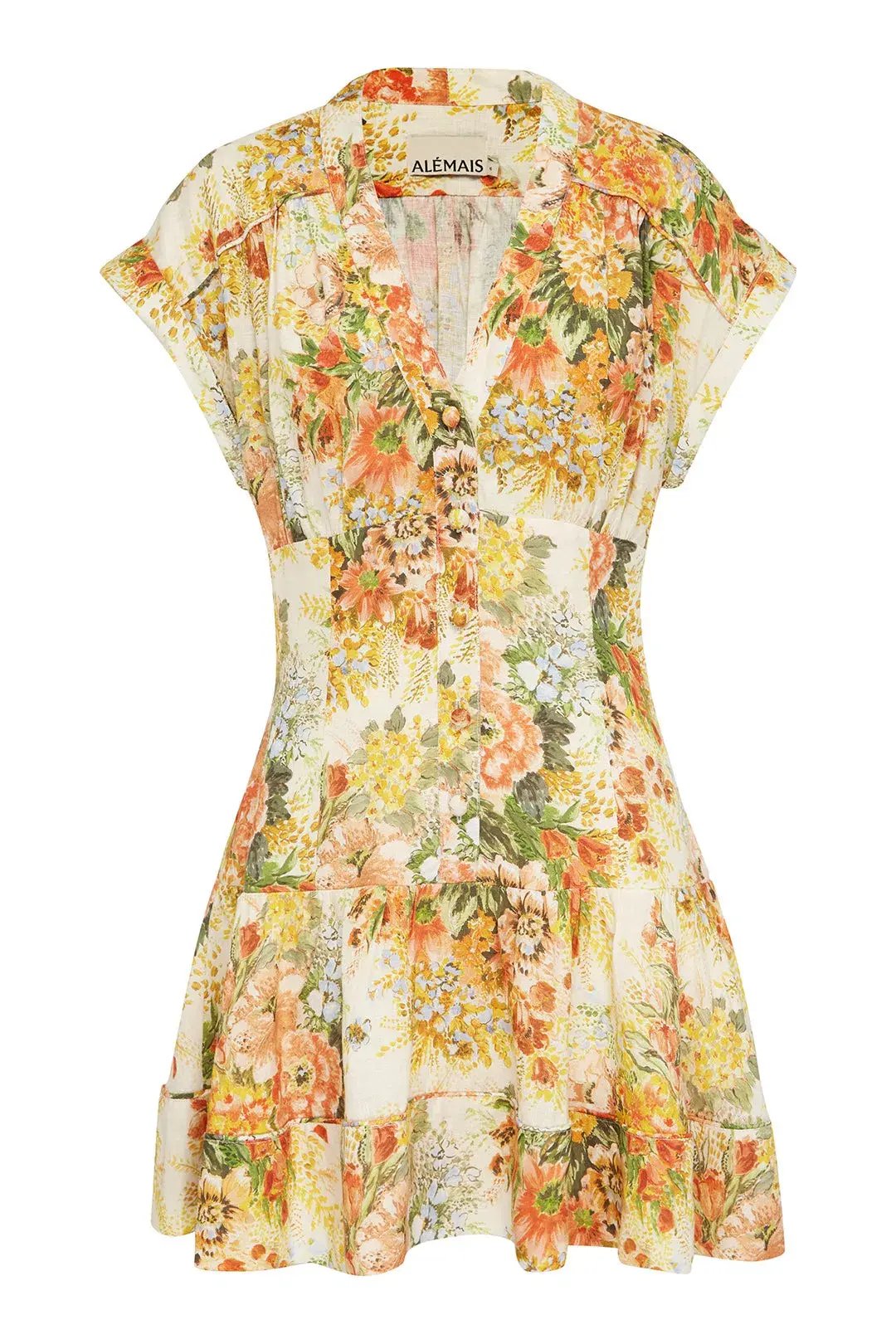 Alémais Sylvia Mini Dress Pastel Print Size 6 photo 5