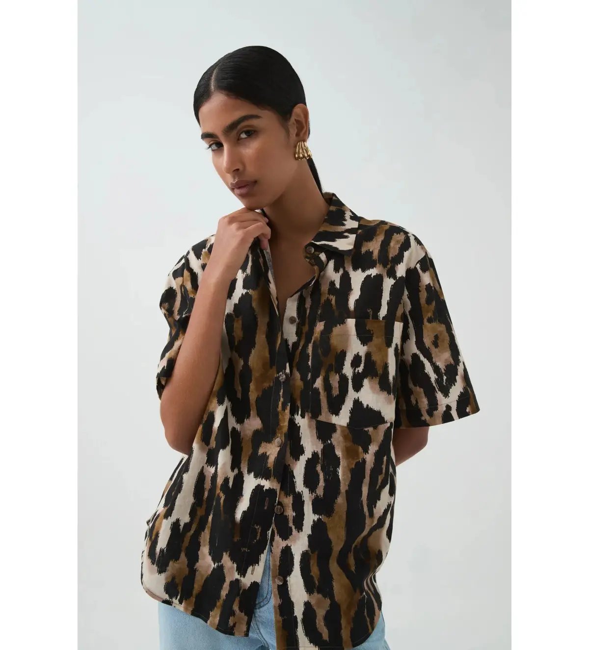 Aje Airlie Short Sleeve Shirt Animal Print Size 8 photo 2