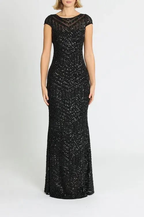 Langhem Ida Sequin Gown Black Size 12 photo 2