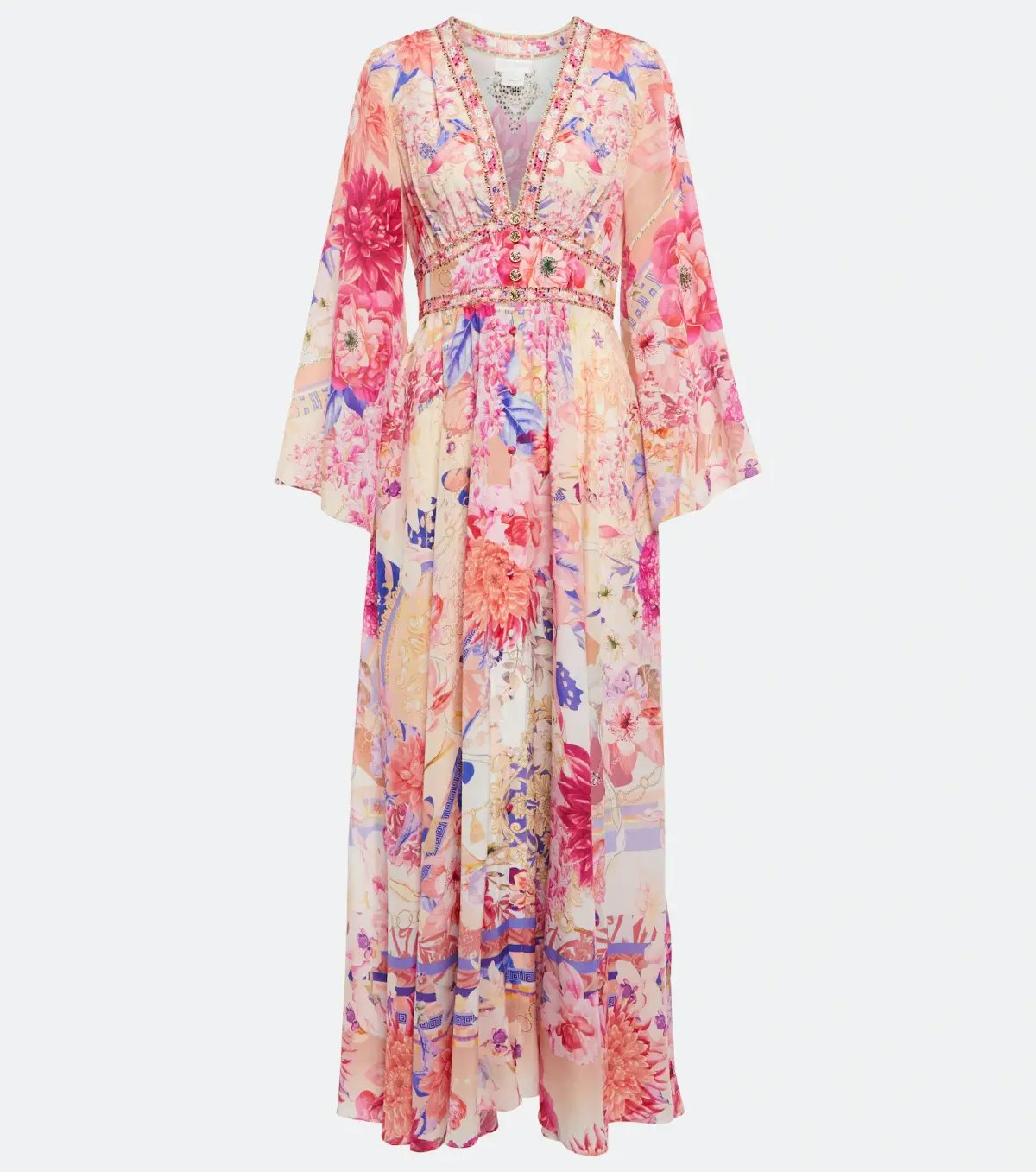 Camilla Kimono Sleeve Dress With Shirring Detail Floral Size 14 photo 3