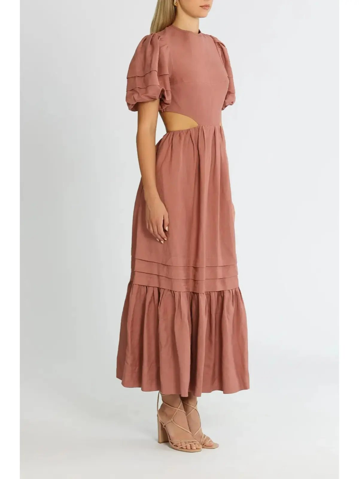 Shona Joy Vega Cut Out Open Back Midi Dress in Rose Size AU 8 photo 2