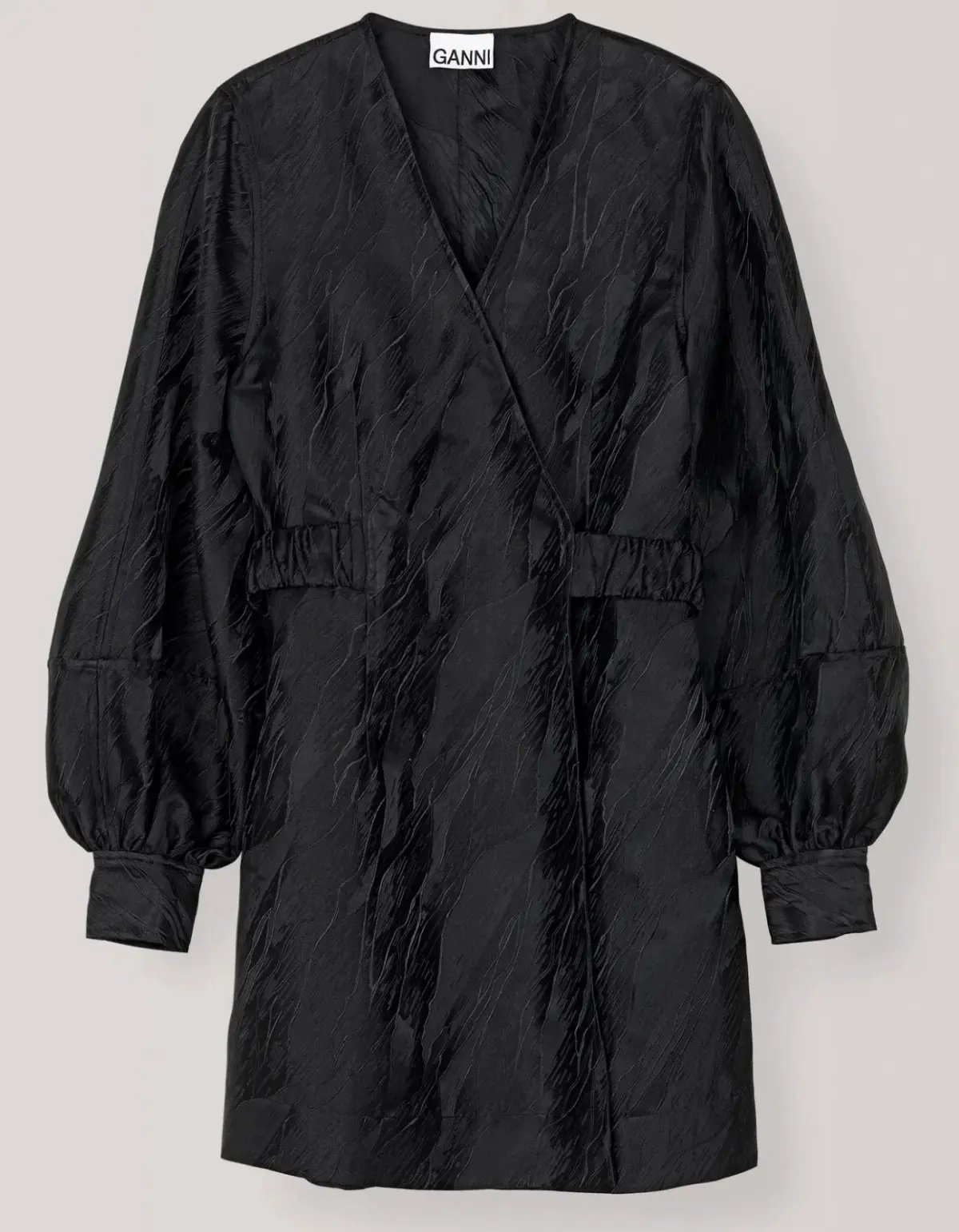 Ganni Jacquard Black Wrap Dress Black Size 10 photo 4