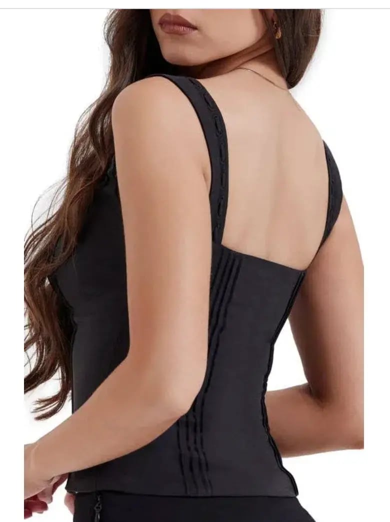 House of CB Chicca Square Neck Corset Top Black Size S/Au 8 photo 3