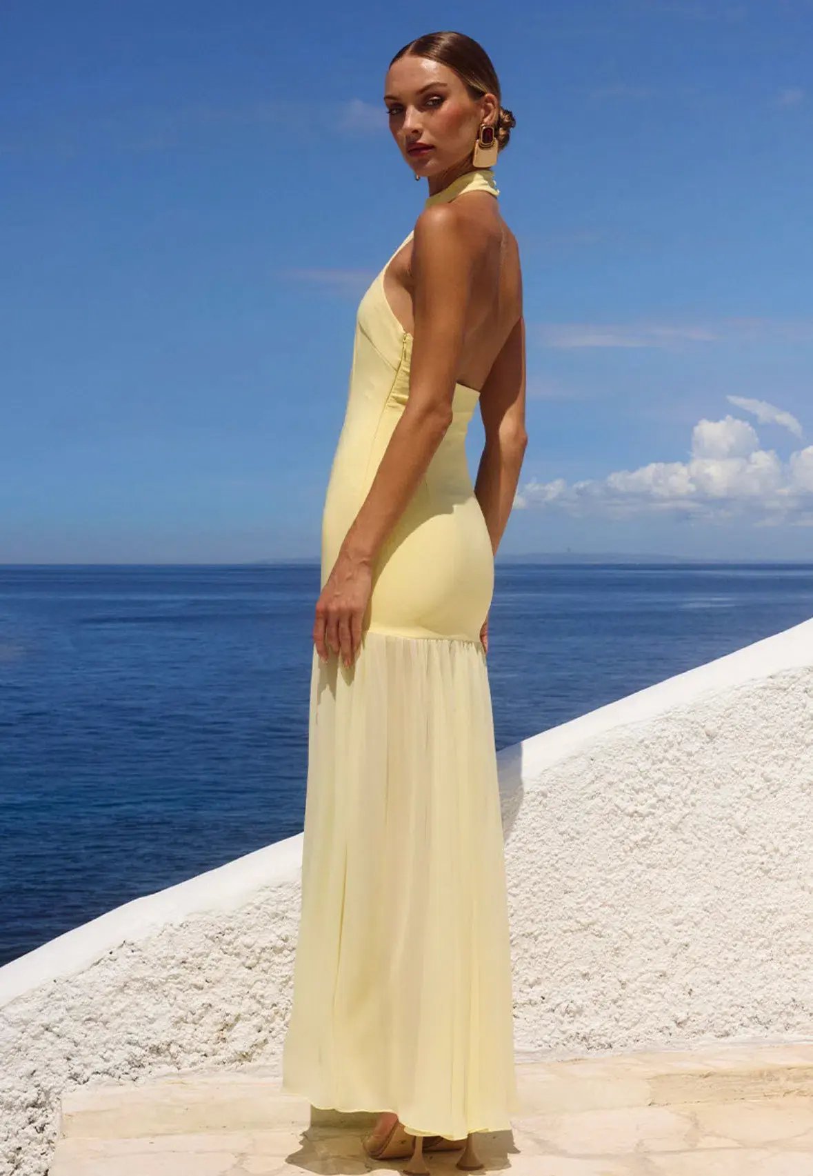 YAZMIN HALTER MAXI DRESS - BUTTER photo 2