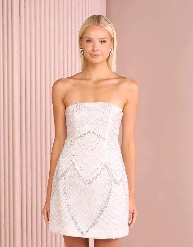 Azzurielle Felise Strapless Mini Dress White Size AU 12 photo 3