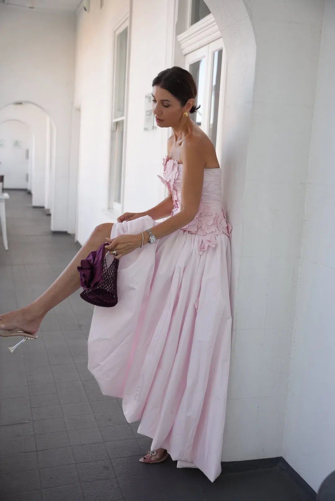 Aje Splendour Flower Gown Pastel Pink Size 6 photo 6