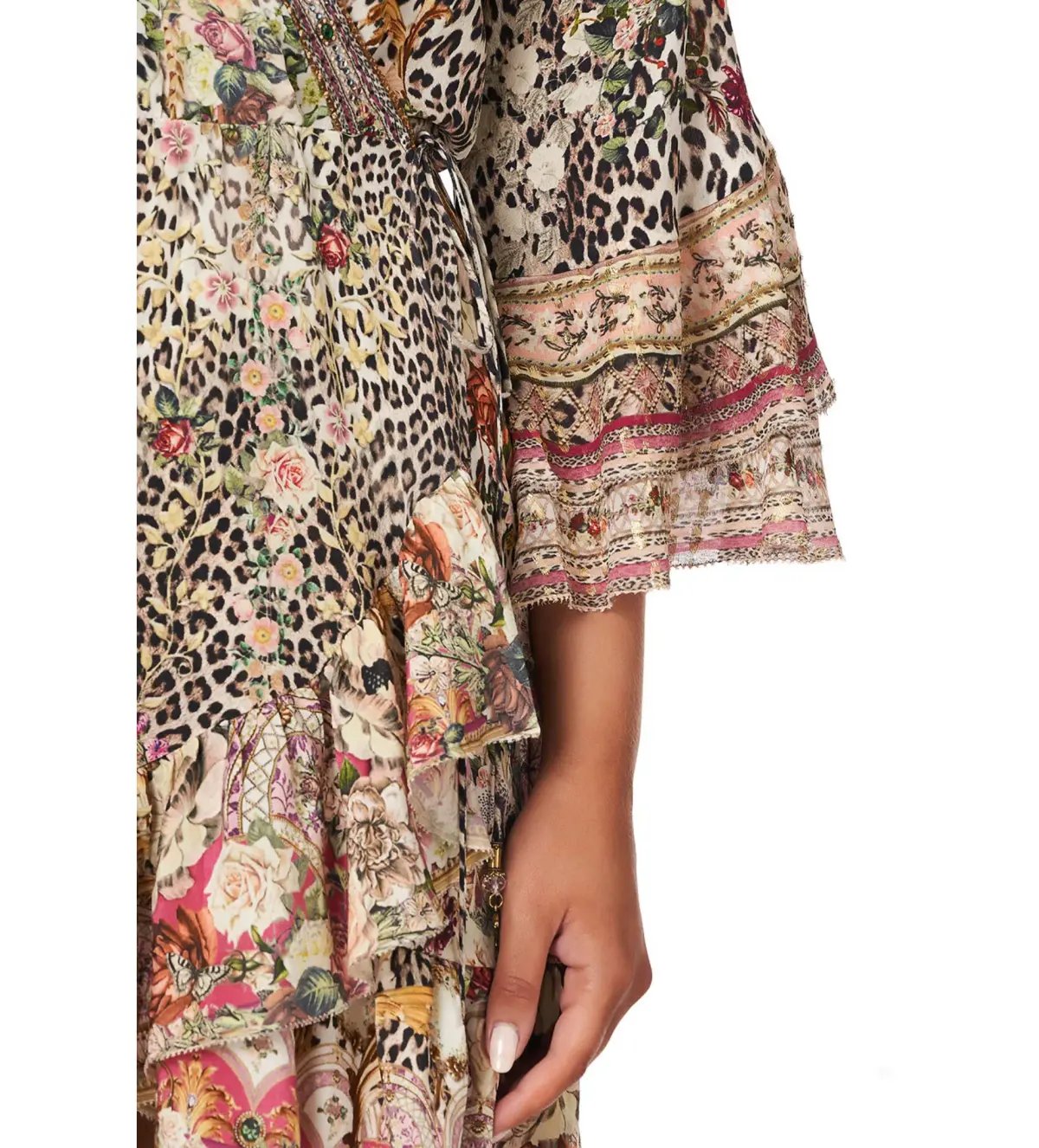 Camilla Anarchy At Annabels Short Wrap Mini Dress With Ruffles Multi Floral Print Size AU 8 photo 5