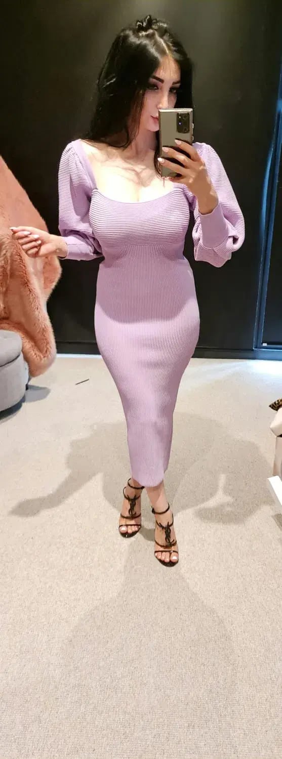 Sheike Bonnie Knit Midi Dress Lilac Purple Size 6 photo 5