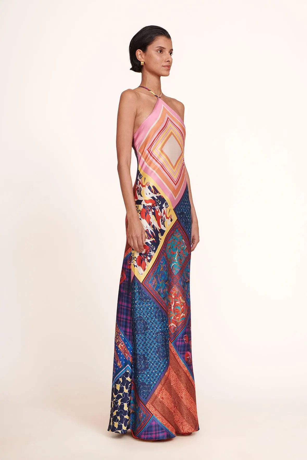 Staud Cubism Dress in Patchwork Foulard Print Size 6 photo 2