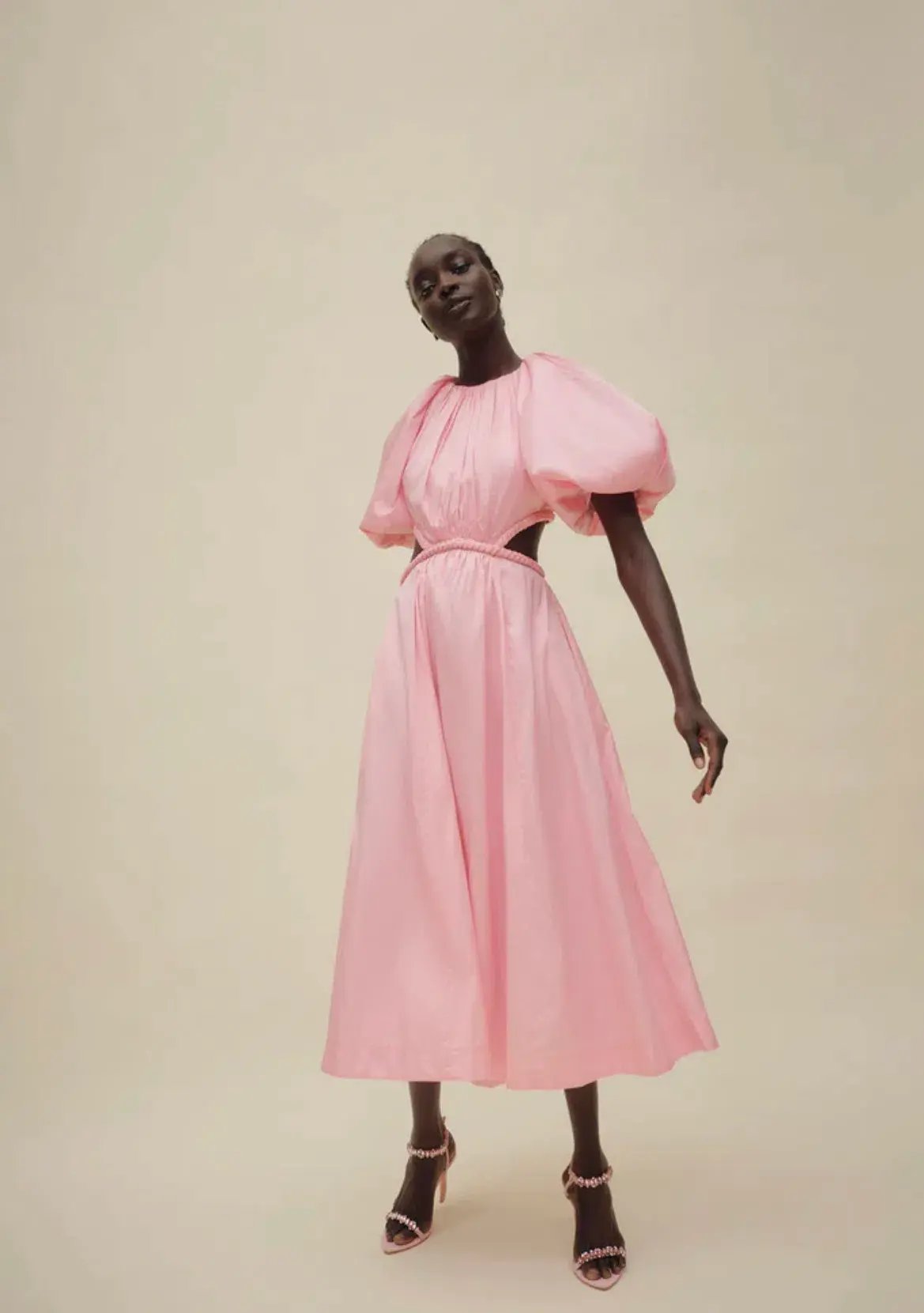 Aje Capucine Puff Sleeve Midi Dress Bon Bon Pink Size AU 8 photo 3