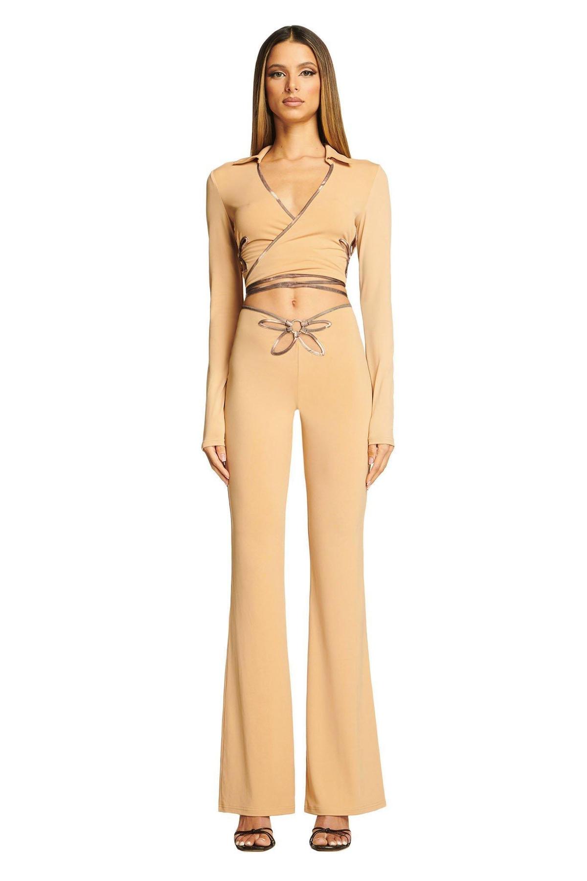 I. AM. GIA Renalee Top and Pants Set Brown Size 8 photo 3
