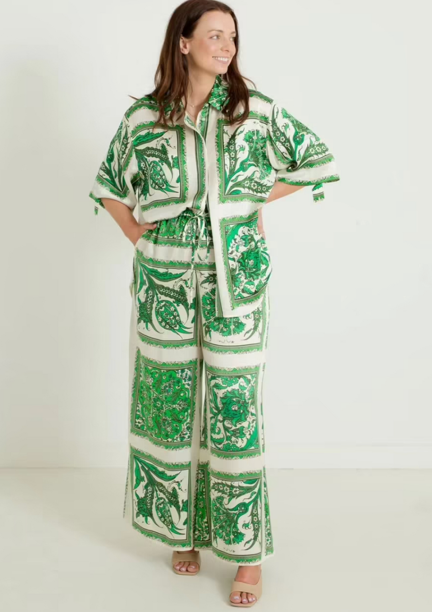 Alemais Lucille Lounge Shirt and Pants Silk Set photo 4