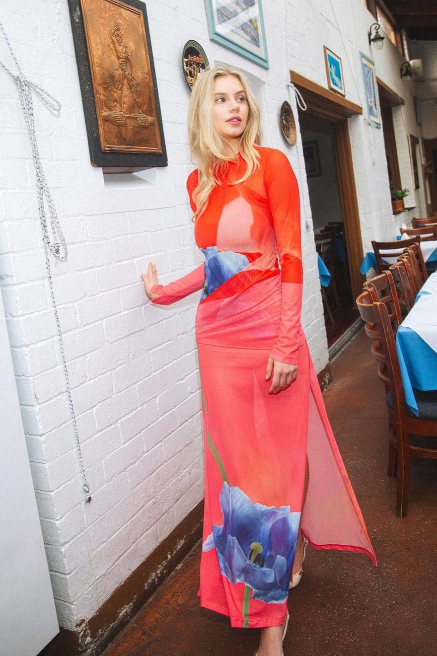 With Harper Lu Panel Maxi Dress, Poppy photo 3