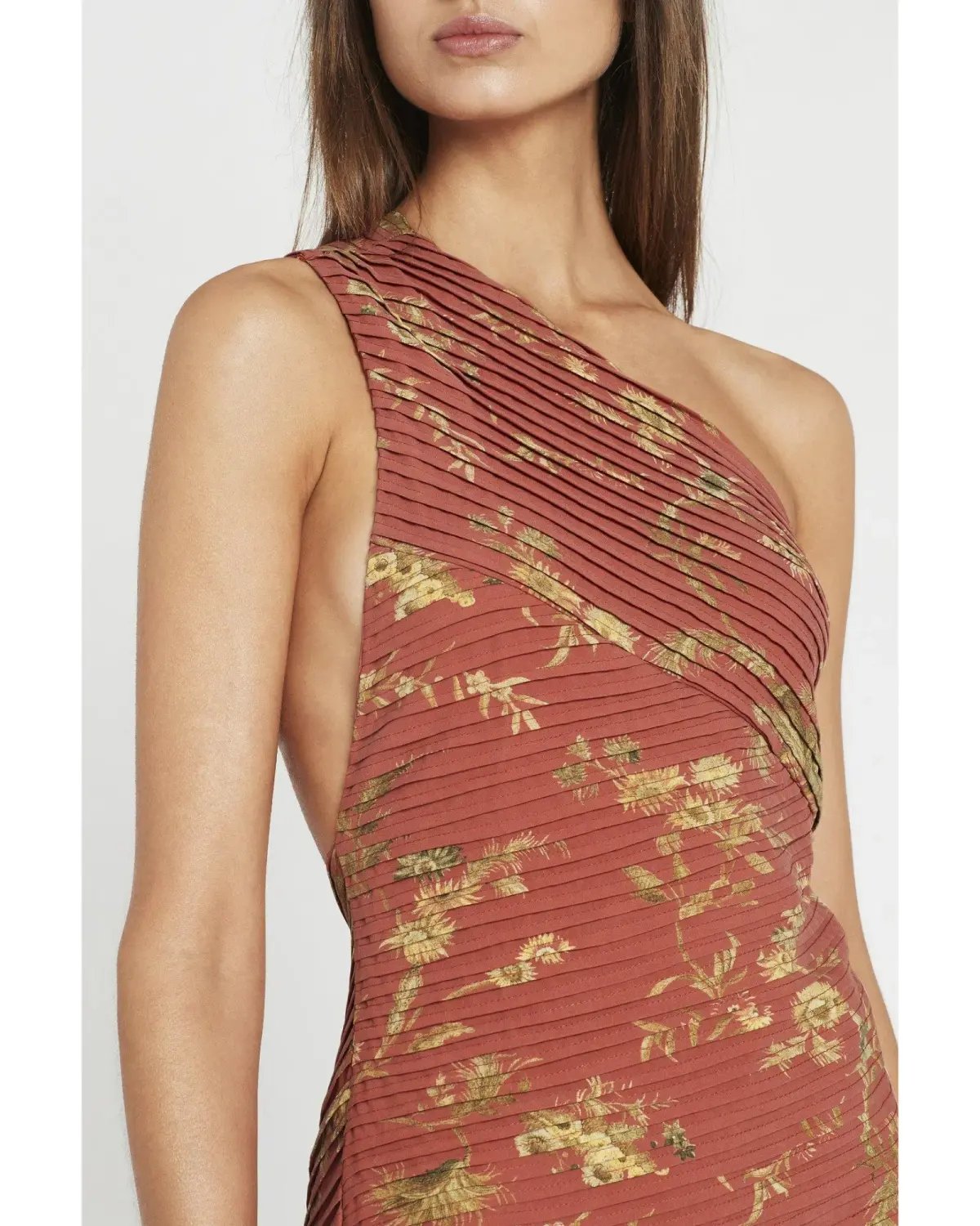 Sir The Label Florentine One Shoulder Pleated Mini Dress Maroon Size AU 6 photo 2