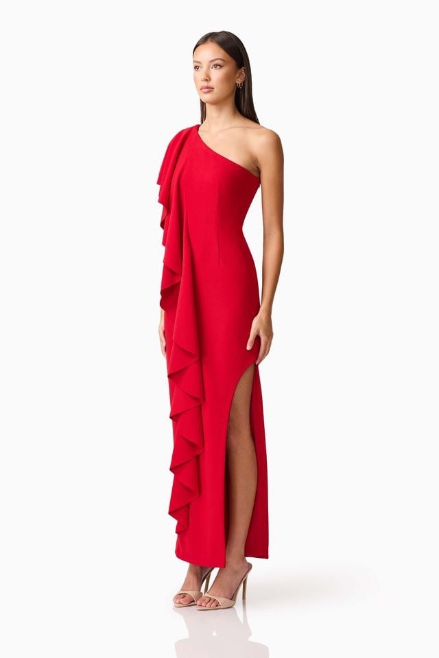 Elliatt Lila Asym Gown - Crimson photo 2