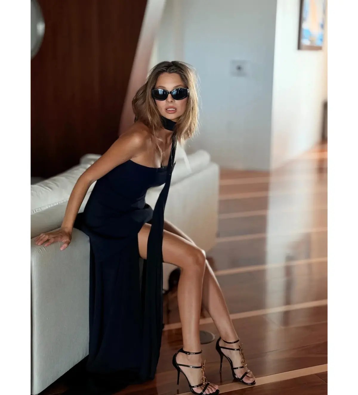 Matterstore Monaco Black Dress with Scarf Black Size 10 photo 3