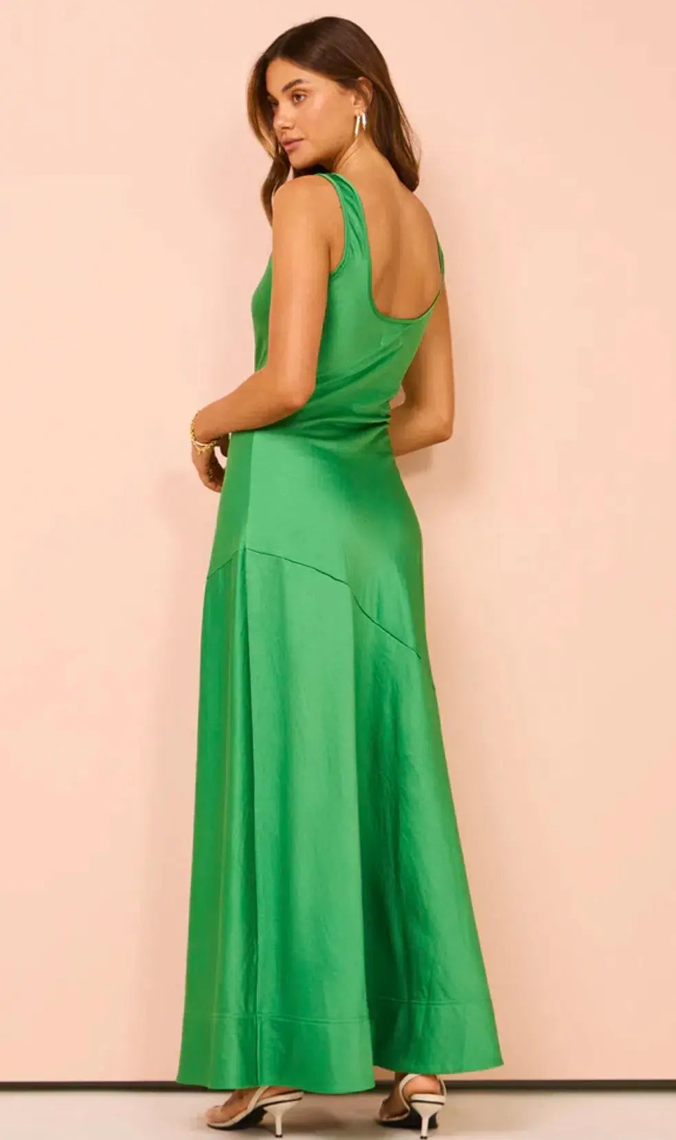 By Nicola Beneath The Stars Bias Cut Slip Dress In Verde Size 14 photo 3