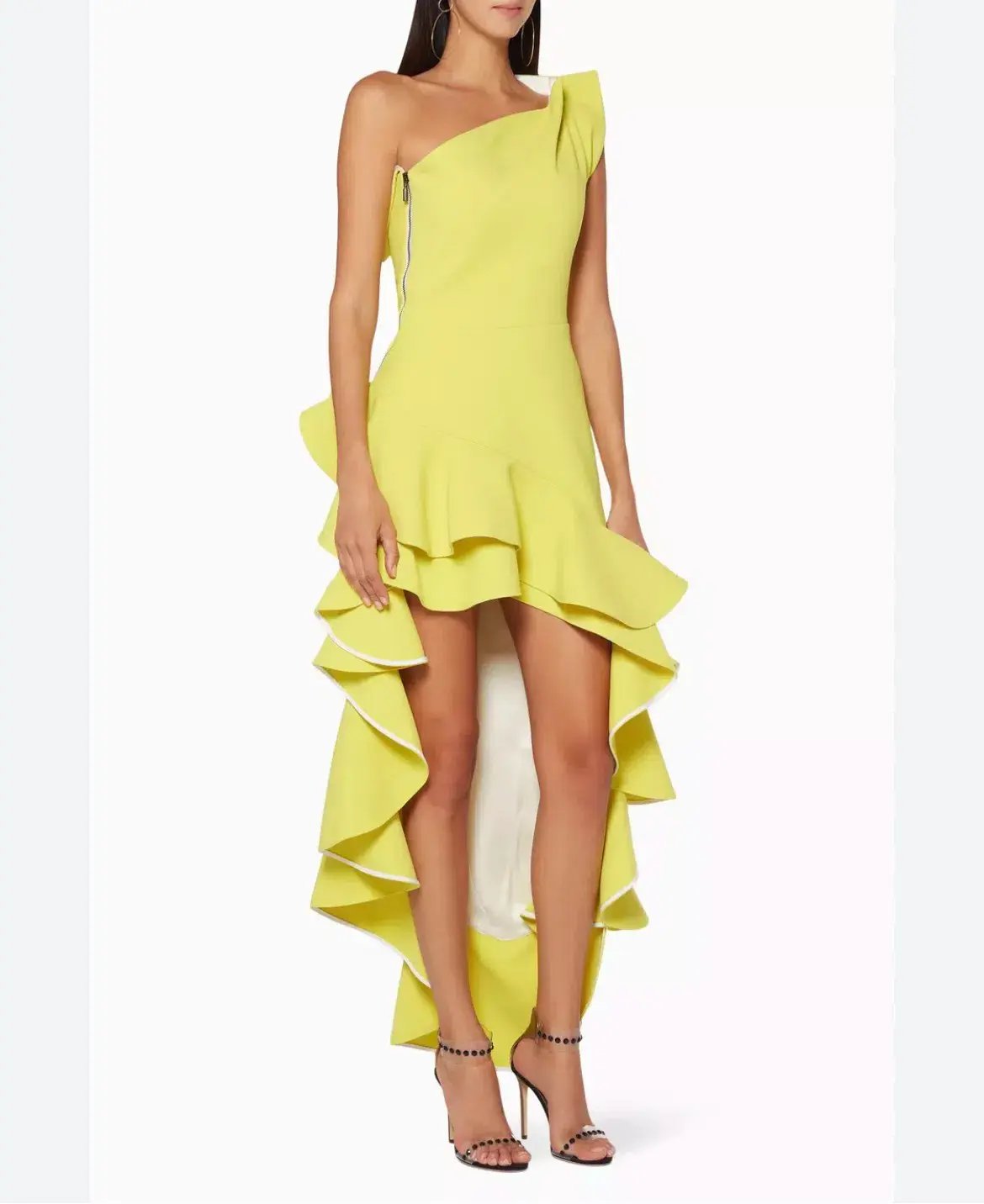 Maticevski  Flamenco Ruffle Dress Chartreuse Yellow Size 8 photo 2