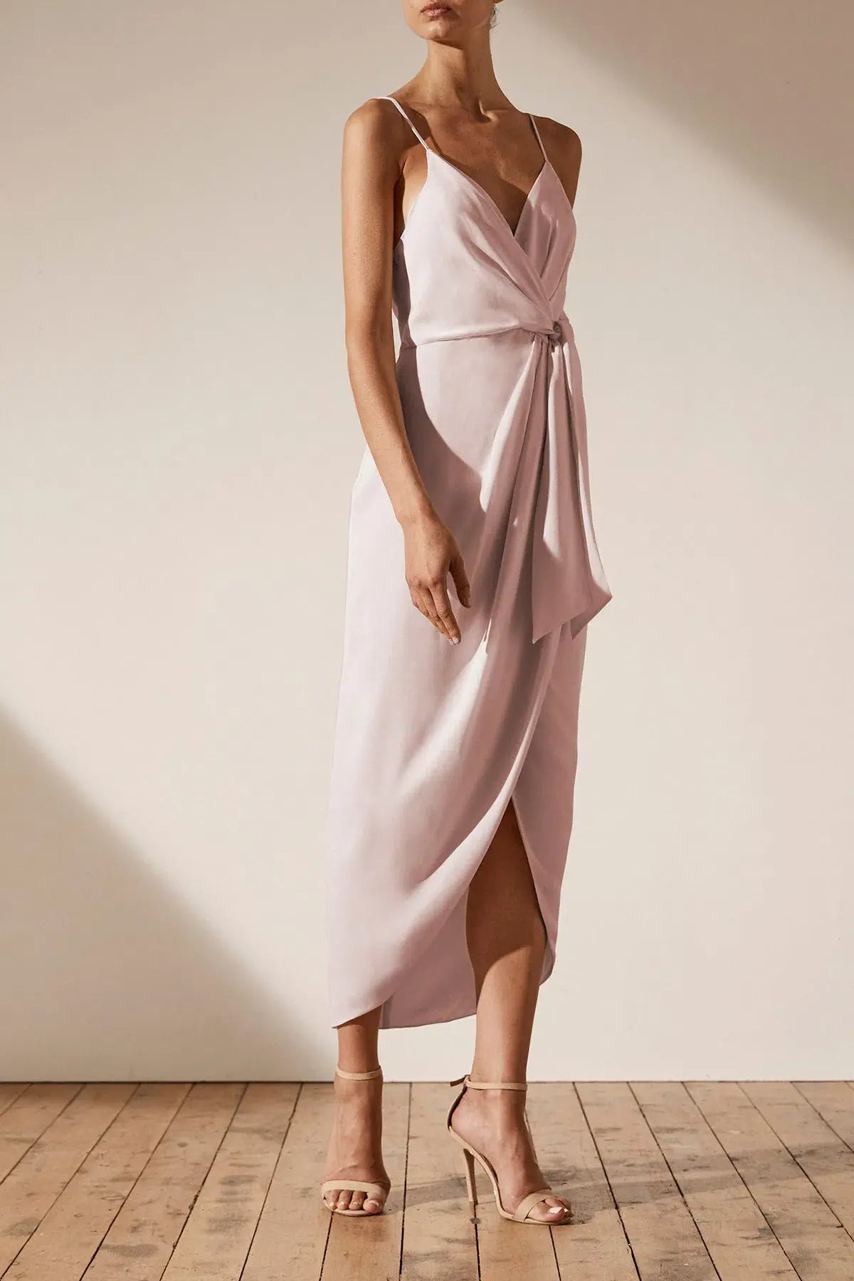 Shona Joy Luxe Tie Front Cocktail Dress Porcelain Size 10 photo 2