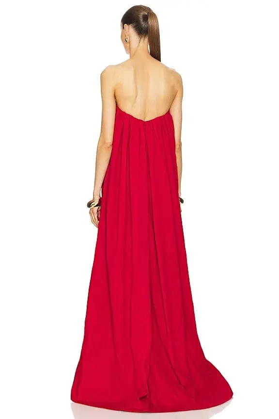 Helsa Studio Crinkle Pleated Gown Very Red Size 8 photo 7