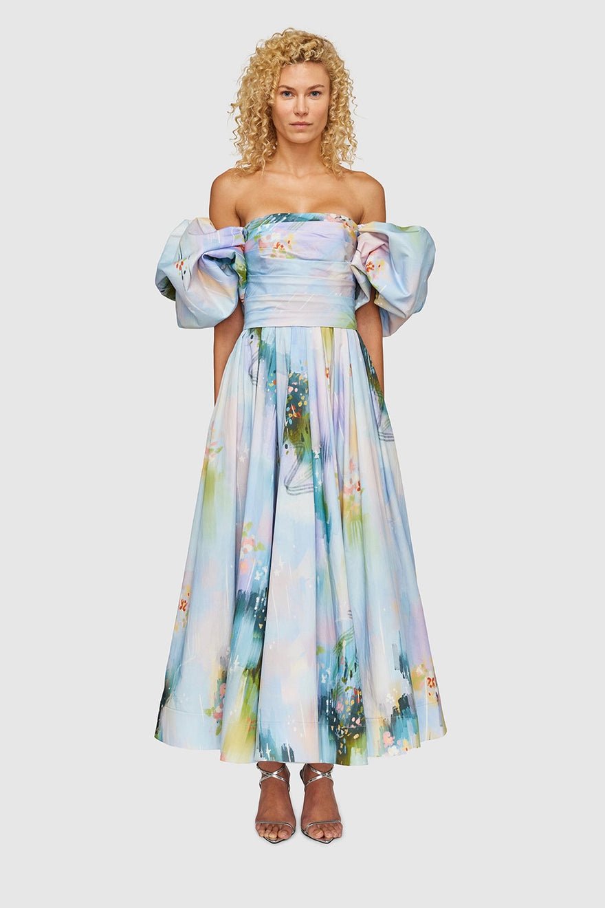Leo Lin Matilda Puff Sleeve Midi Dress - Willow Print photo 4