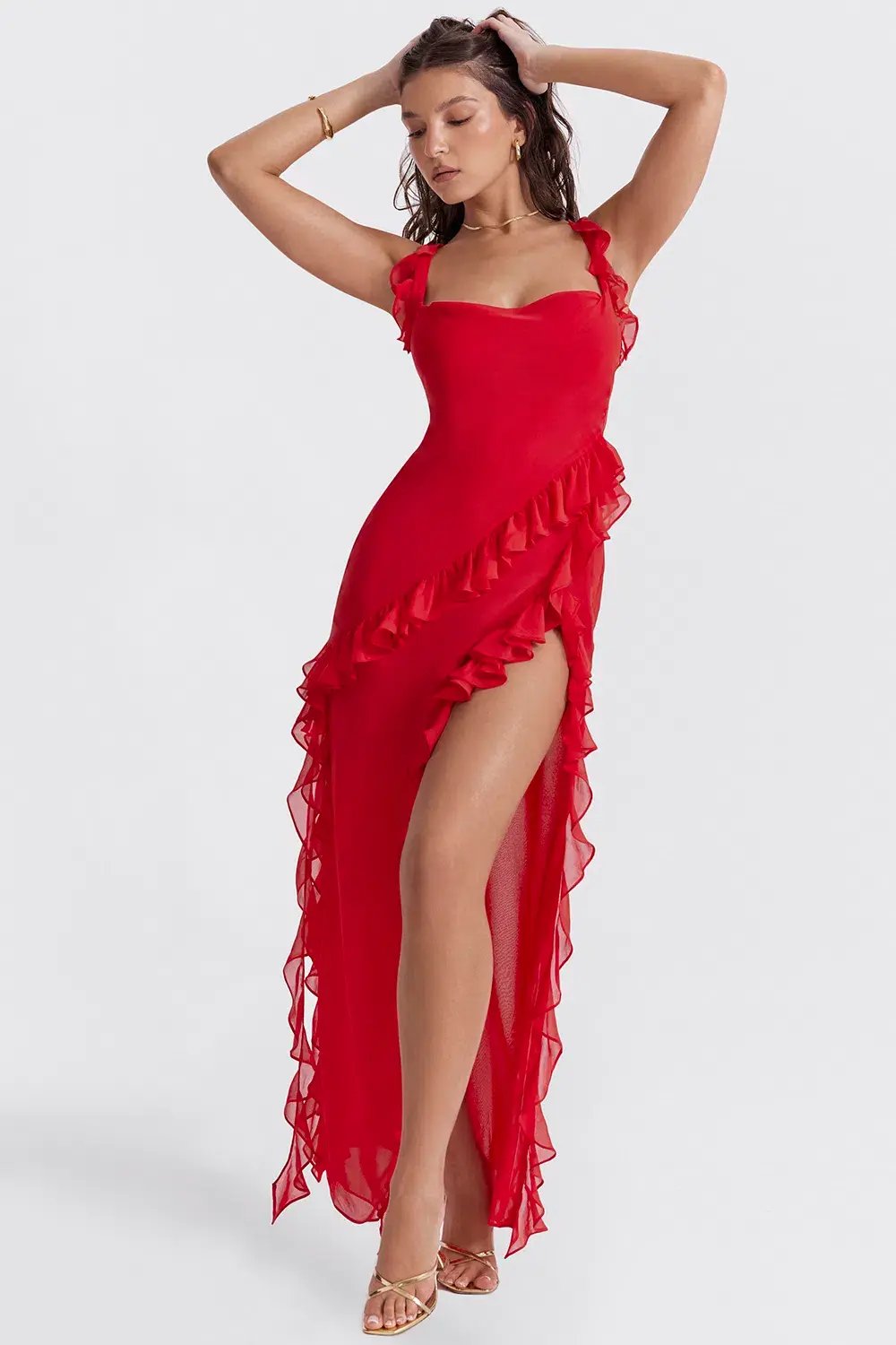 House Of CB Ariela Ruffle Maxi Dress Red Size XS / 6 photo 7