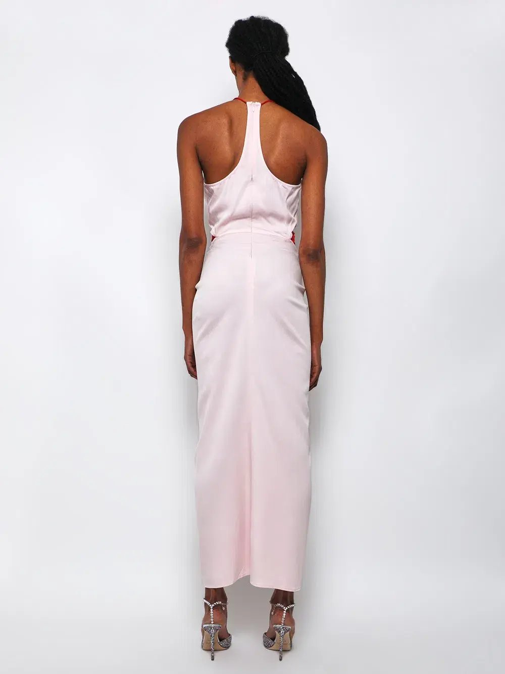 Christopher Esber Multi Panel Disconnect Ruched Halter Dress Rose Quartz Size 12 photo 3