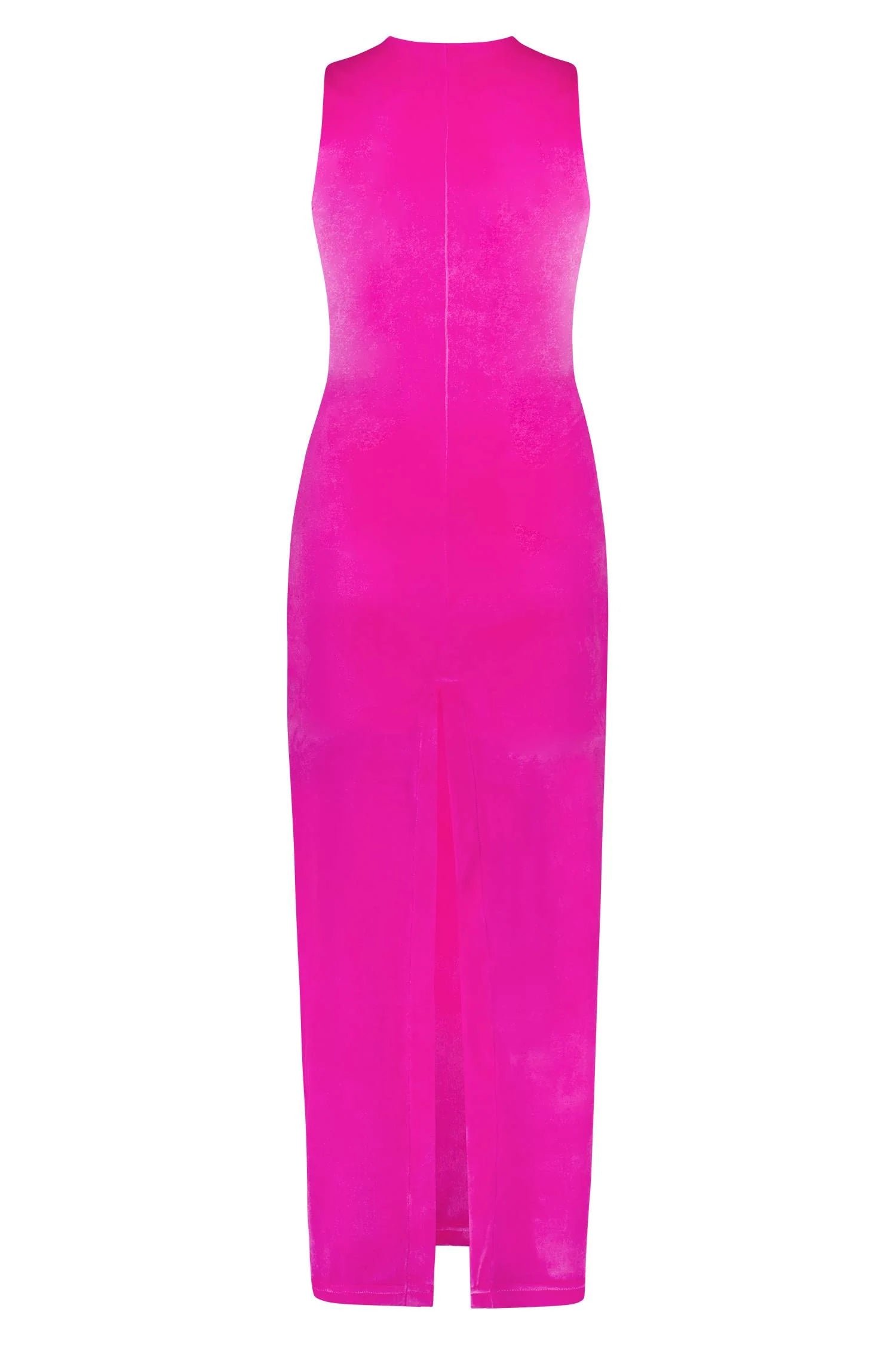 WITH HARPER LU RUCHED VELOUR MAXI DRESS - FUCHSIA photo 3