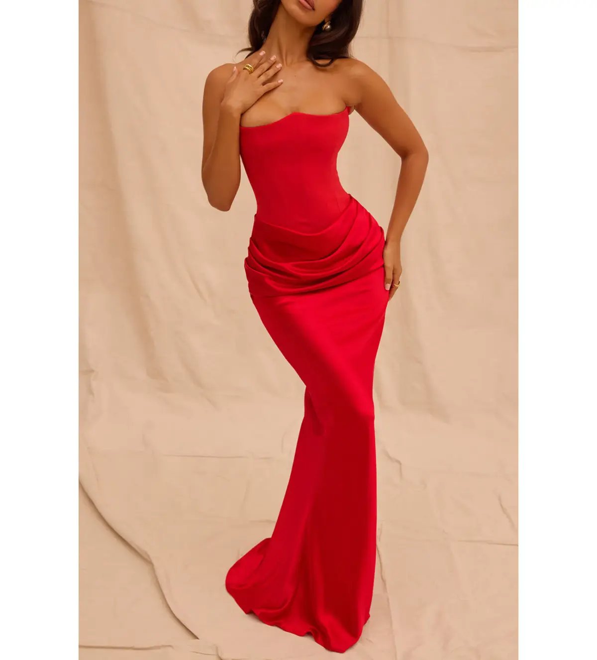 House of CB Persephone Strapless Corset Dress Red Size XS/AU 6 photo 9