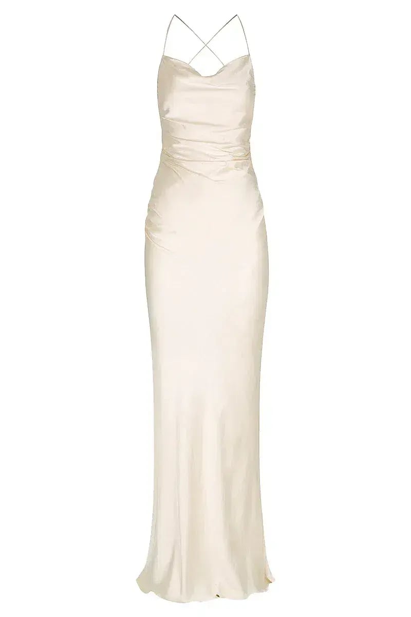 Shona Joy La Lune Lace Back Maxi Dress Cream Size 6 photo 5