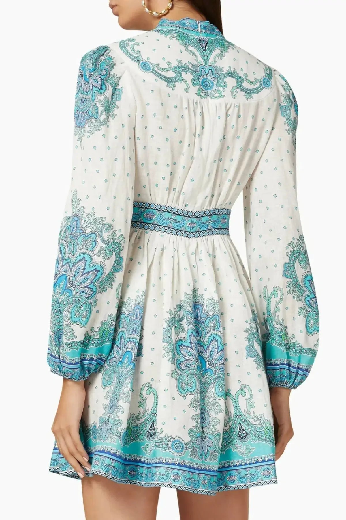 Zimmermann Bells Paisley Short Dress Blue Paisley Size 2 / AU 12 photo 2