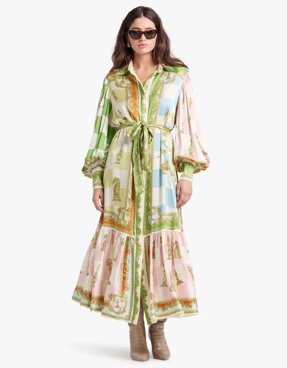 Alemais Checkmate Silk Shirtdress Multi Size AU 8 photo 22