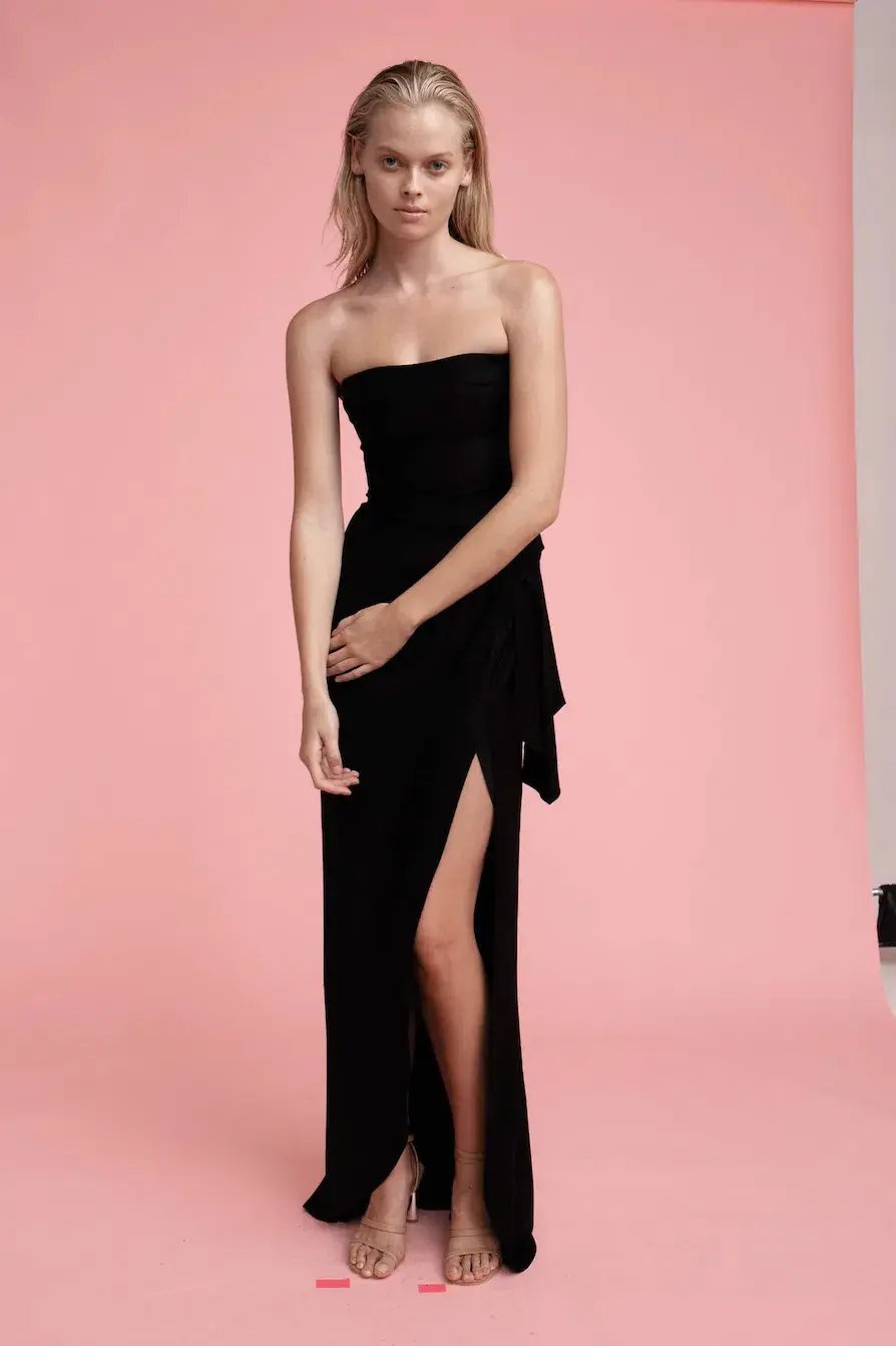 Manning Cartell Asymmetrical Games Strapless Gown Black Size 6 photo 5