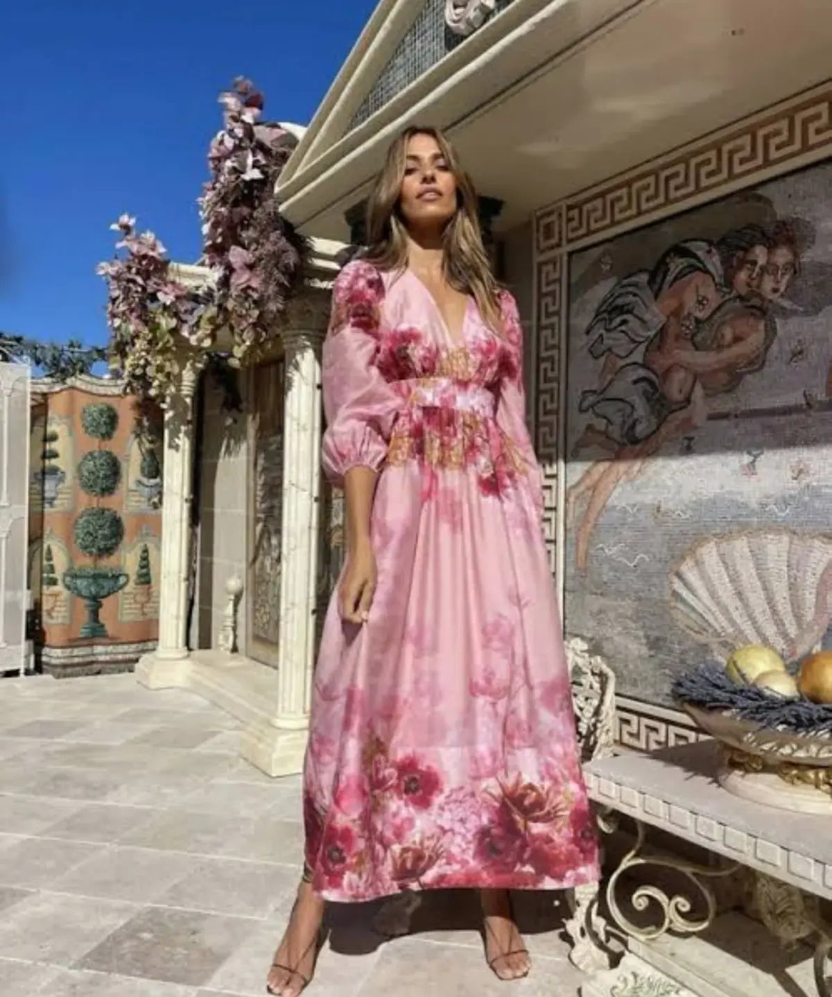 Sheike Swan Lake Maxi Dress Pink Floral  Size 16 photo 5