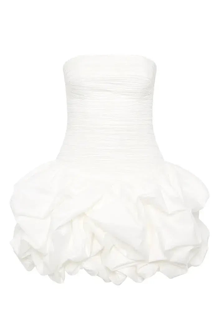 Aje White Violette Bubble Hem Mini in White Size 12 photo 3