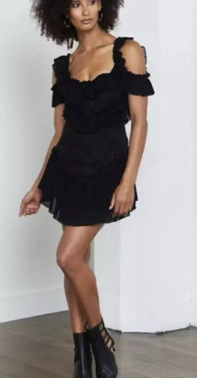 Alice McCall Lace Lovebirds Off The Shoulder Mini Dress Black Size 8 photo 3