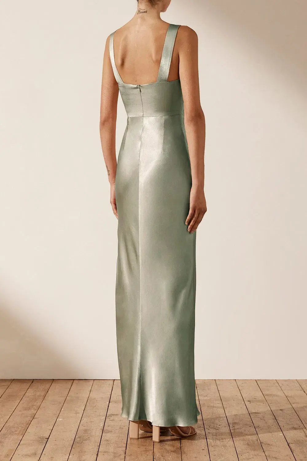Shona Joy La Lune Bow Tie Maxi Dress in Sage Size 6 photo 3