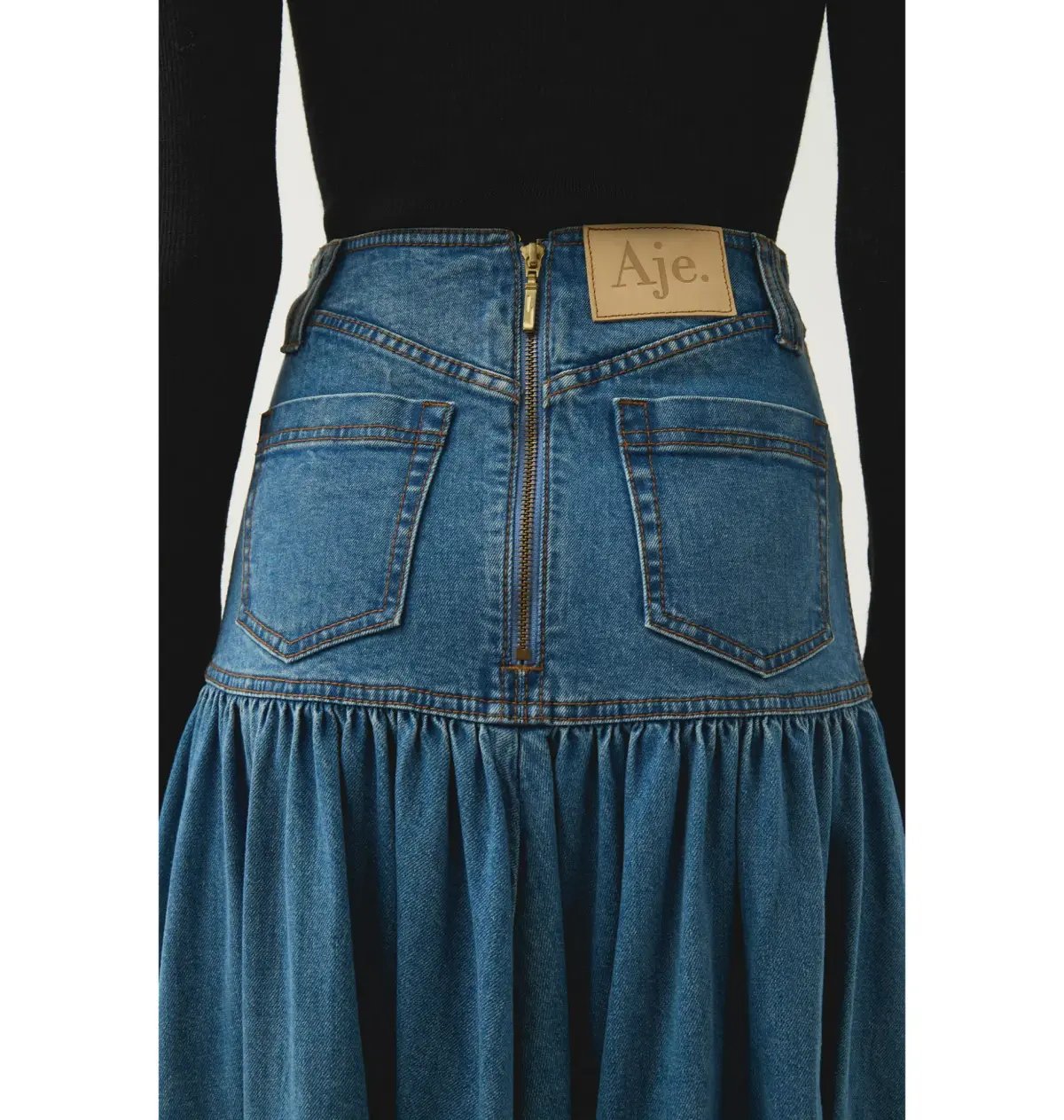 Aje Belmond Denim Midi Skirt 90's Wash Size AU 4 photo 5