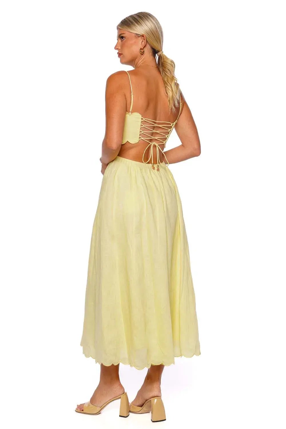 Zimmermann Halliday Scallop Midi Dress Yellow Size 2 / AU 12 photo 2