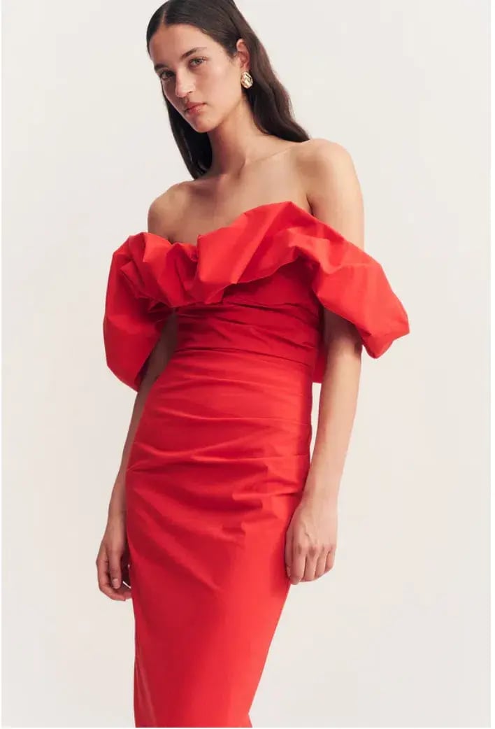 Shona Joy Campbell Off Shoulder Bubble Maxi Dress Goji Size AU 14 photo 3