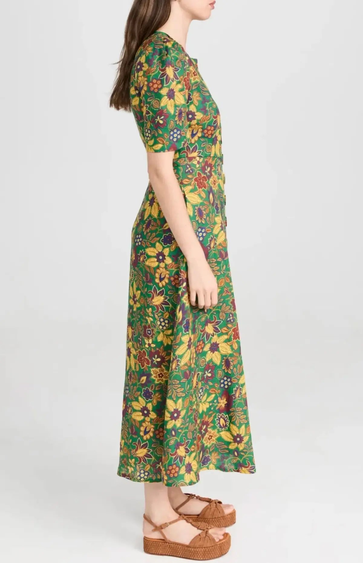 Alemais Isabella V Floral Midi Dress Green Size 8 photo 4