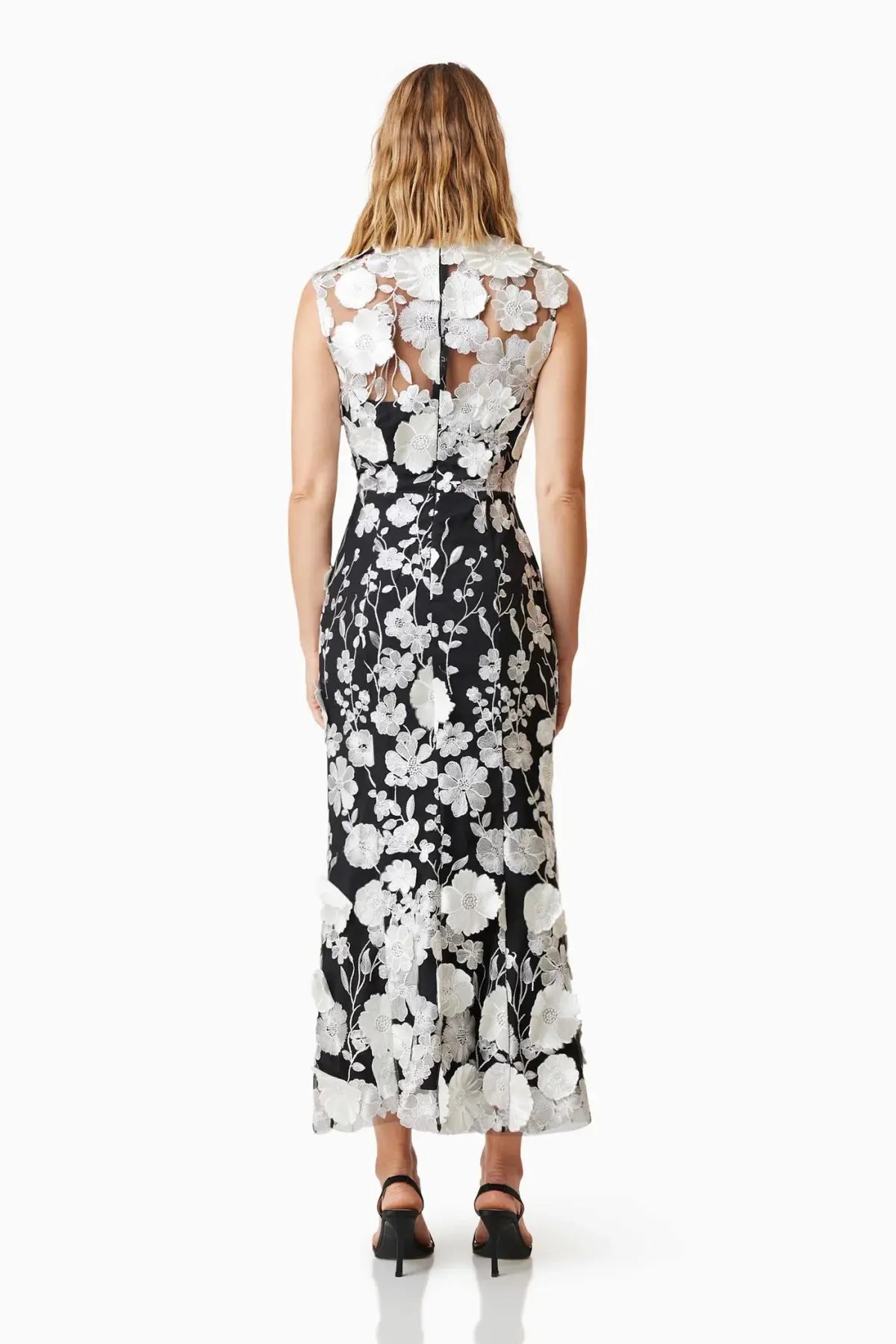 Elliatt Selene Cocktail Midi Dress Black Floral Size M / AU 10 photo 3