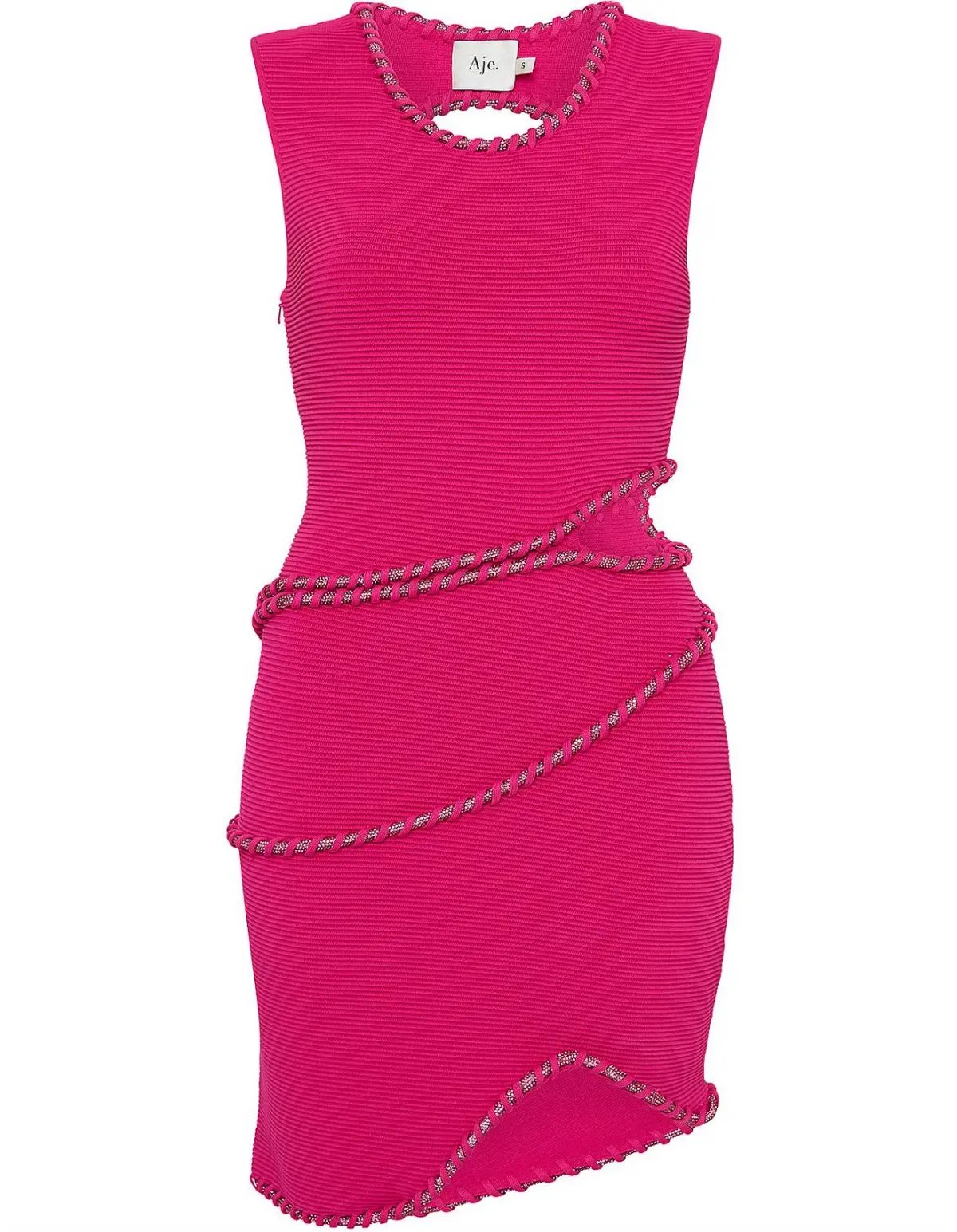 AJE Undulating Crystal Mini Dress in Fuchsia Pink Size 8/S photo 5