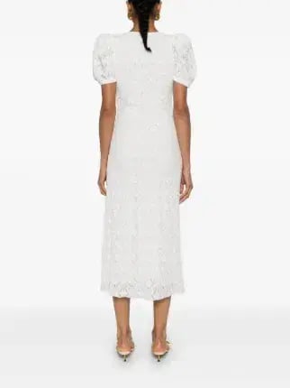 Rotate by Birger Christensen Sierina White Lace Midi Dress Size 10 photo 3