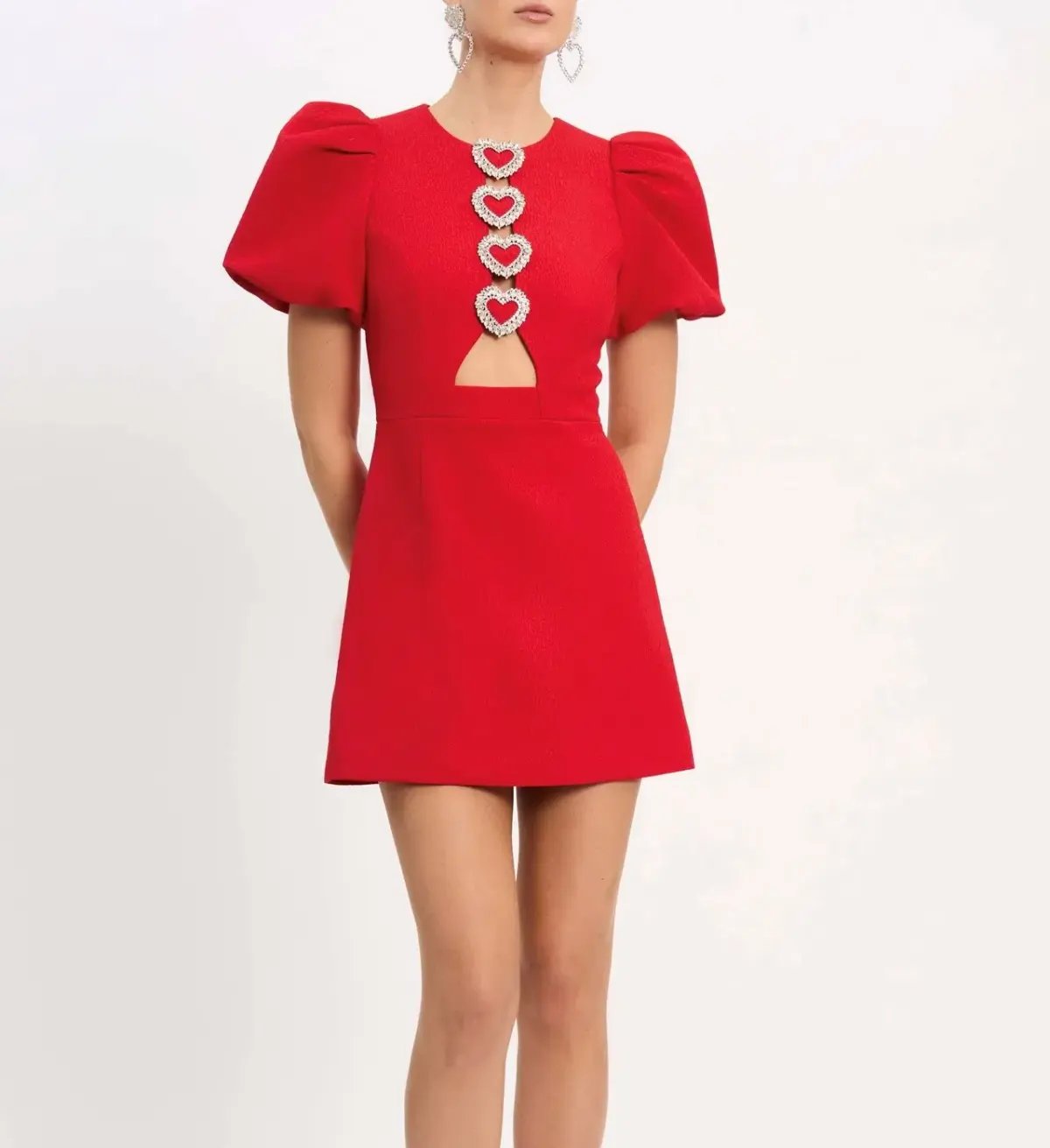 Rebecca Vallance Chiara Puff Sleeve Mini Dress Red Size 14 photo 4