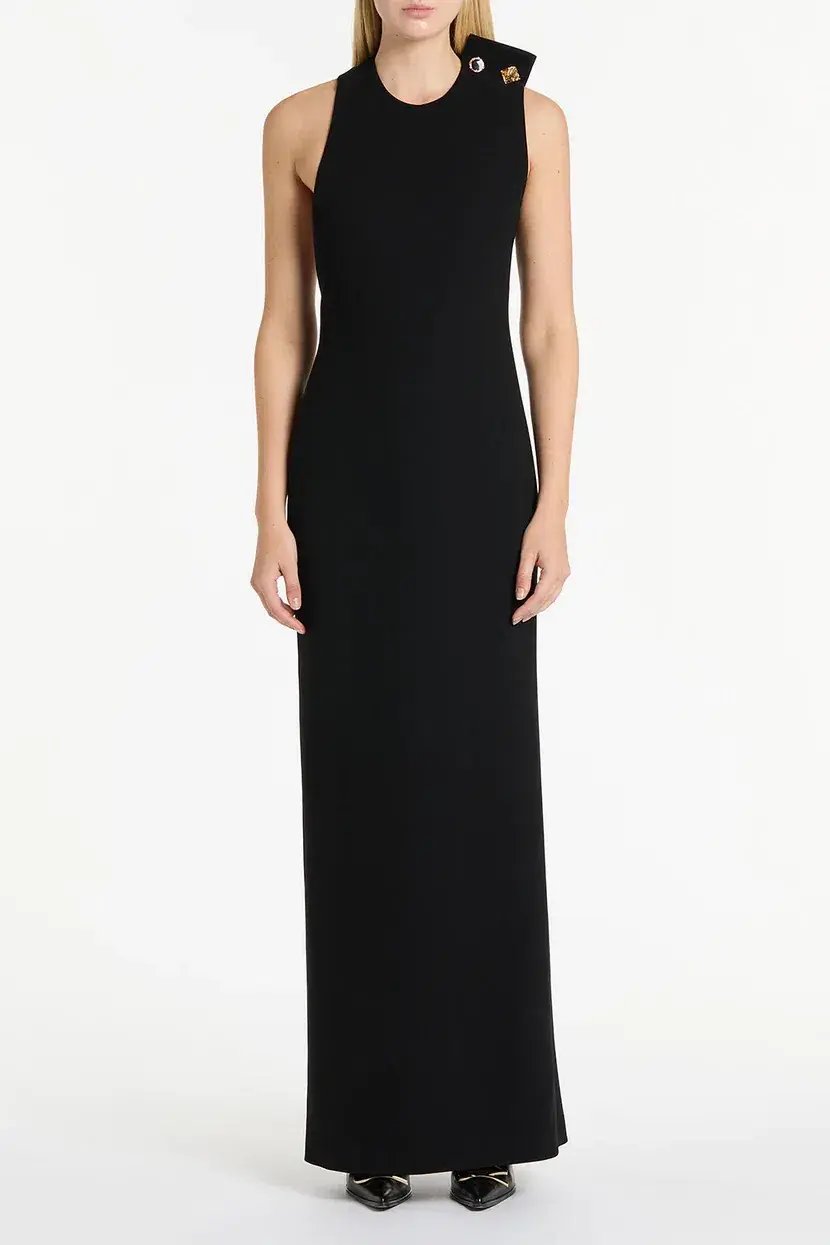 Carla Zampatti Crepe C Back Gown Black Size 6 photo 2
