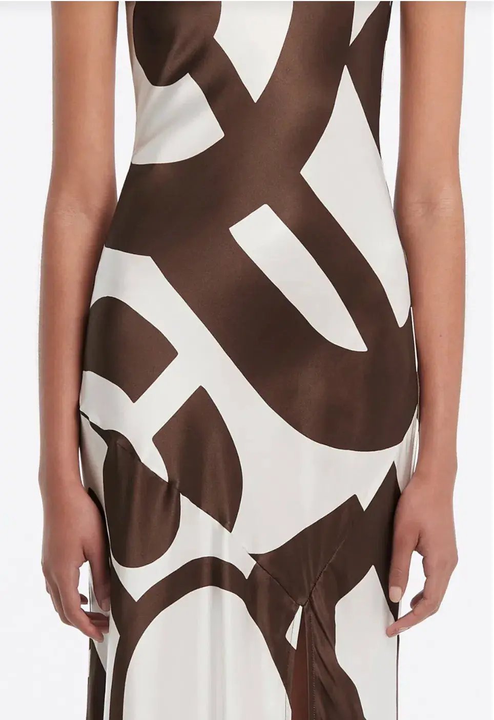 Sir the Label Julien Asymmetric Slip In Abstract Chocolate Size AU 10 photo 4
