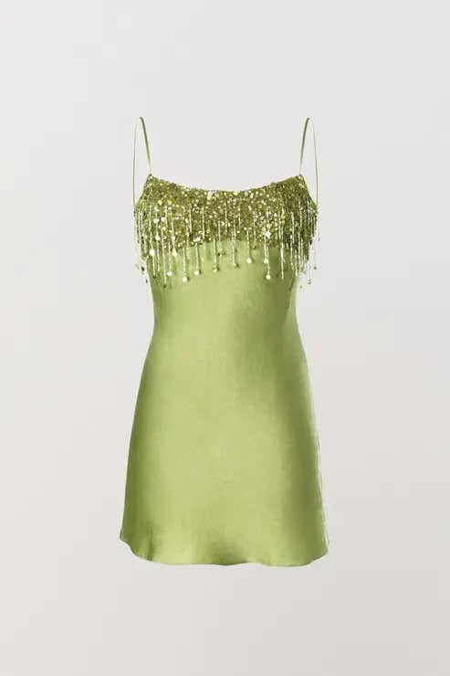 Asta Resort Yasmin Hand Beaded Mini Dress in Chartreuse Size Small / AU 8 photo 4