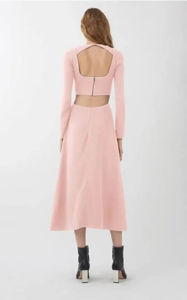 Dion Lee Cady Tessellate Long Sleeve Midi Dress Pink Size 4 photo 2